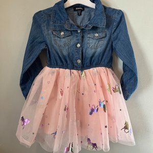 Denim Bodice Unicorn Tulle Skirt Dress